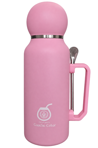Termos SET DE MATE PLUS Różowy YERBA MATE 1,3 L + TYKWA + BOMBILLA