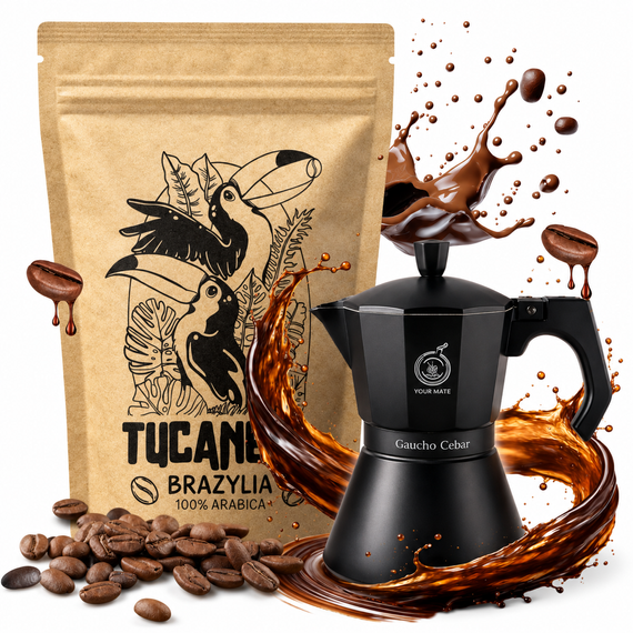 Kawiarka 300ml + Kawa Tucangua 250g 100% Arabica Santos