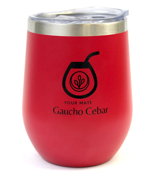 Termiczny kubek - matero do yerba mate Termolid Rojo z przykrywką od Gaucho Cebar 350 ml