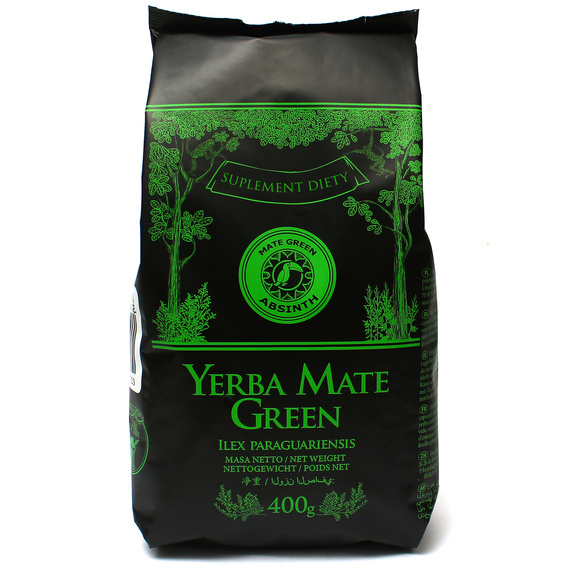 Zestaw Yerba Mate Absinth 400g + Matero Tykwa Ceramiczna Hoja Turkusowa + Bombilla