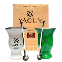 Zestaw Yerba Mate Yacuy PU 1 kg Organic Porongo x2 Bombilla REDONDO Pequeno