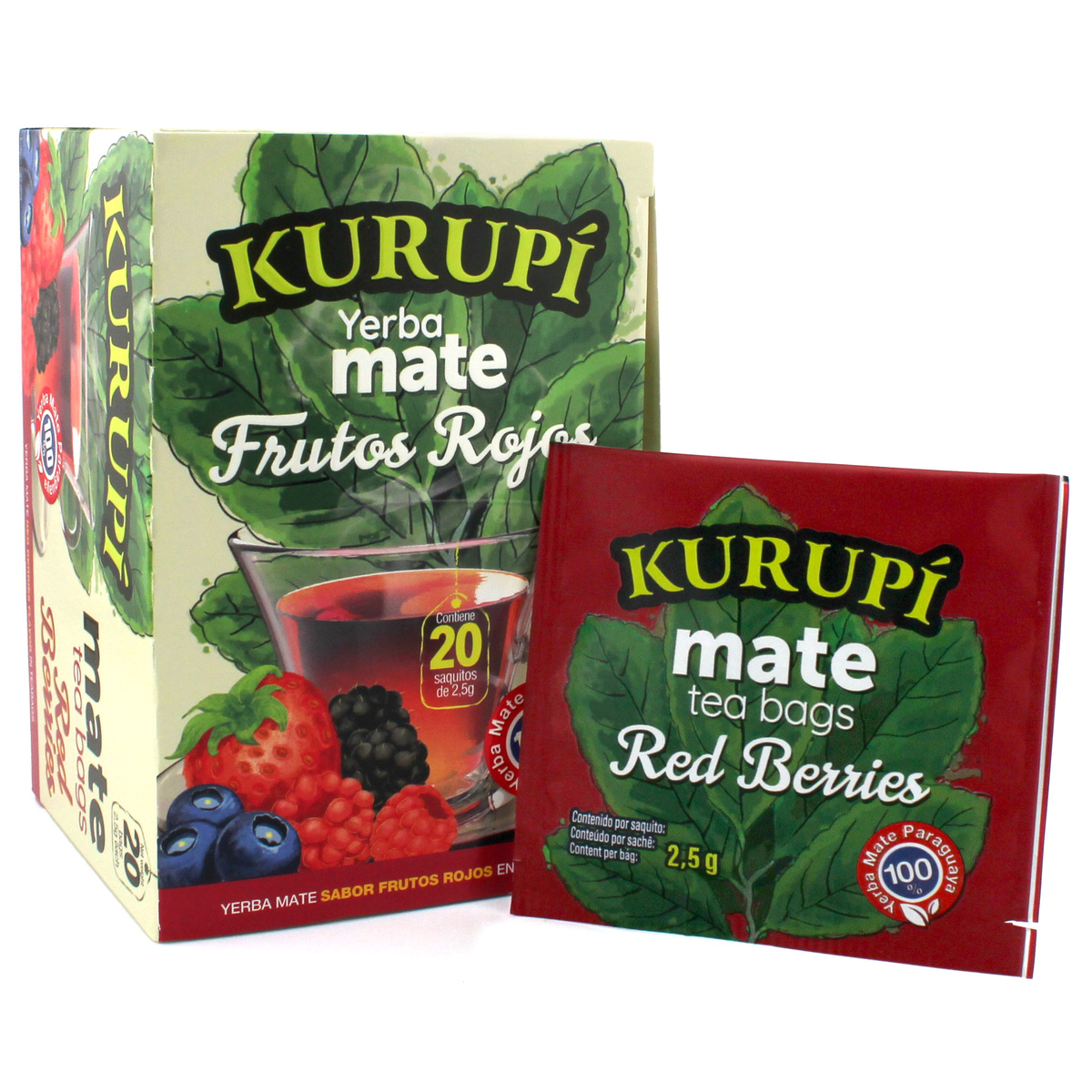 Yerba Mate Kurupi Cocido Red Berries - saszetki 20 x 2,5g, 0.07 kg