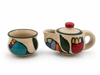 Miniaturowy ceramiczny zestaw do herbaty – ręcznie wykonany dzbanuszek i czarka 75 ml