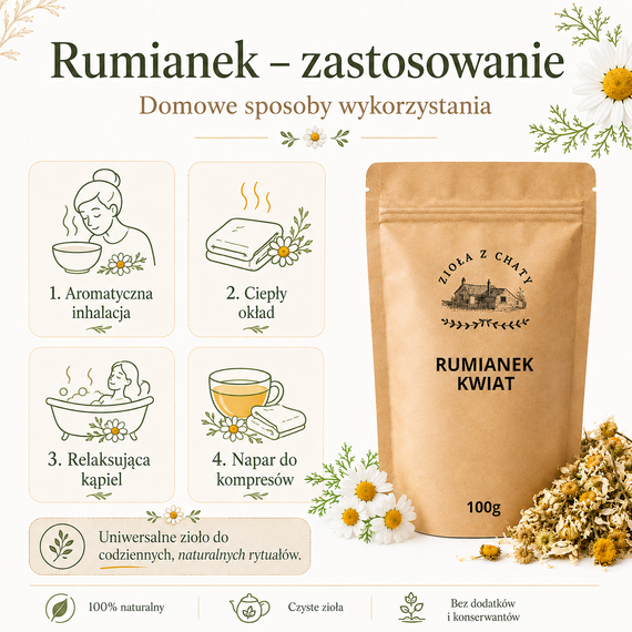 RUMIANEK HERBATA ZIOŁOWA 200g Koszyczek rumianku kwiaty naturalne