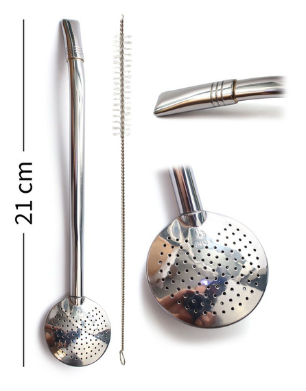 Bombilla Bortonaggio INOX 21 cm wersja 201 - rozkręcana ze szczoteczką