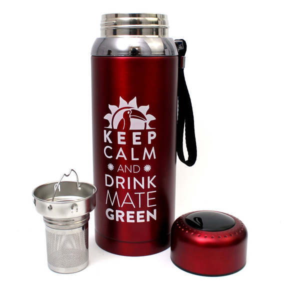 WYPRZEADŻ-Termos 8.0 czerwony - z dużym sitkiem, termometrem i wyświetlaczem LED do yerba mate, kawy, herbaty 800ml - BRAK/USZKODZONE PUDEŁKO