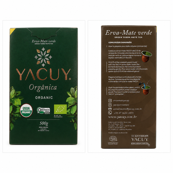 Yerba Mate Chimarrao  ORGANICA Yacuy Erva Mate Verde Green 500g