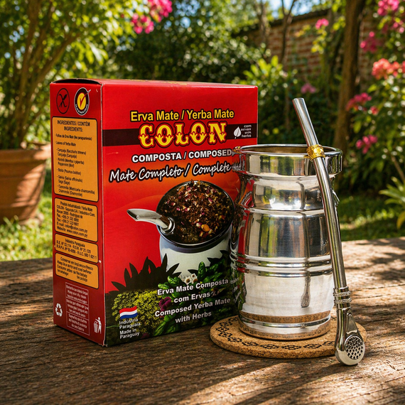Zestaw Yerba Mate Colon Completo z ziołem Vira-Vira 500g Matero Palo Santo Bombilla