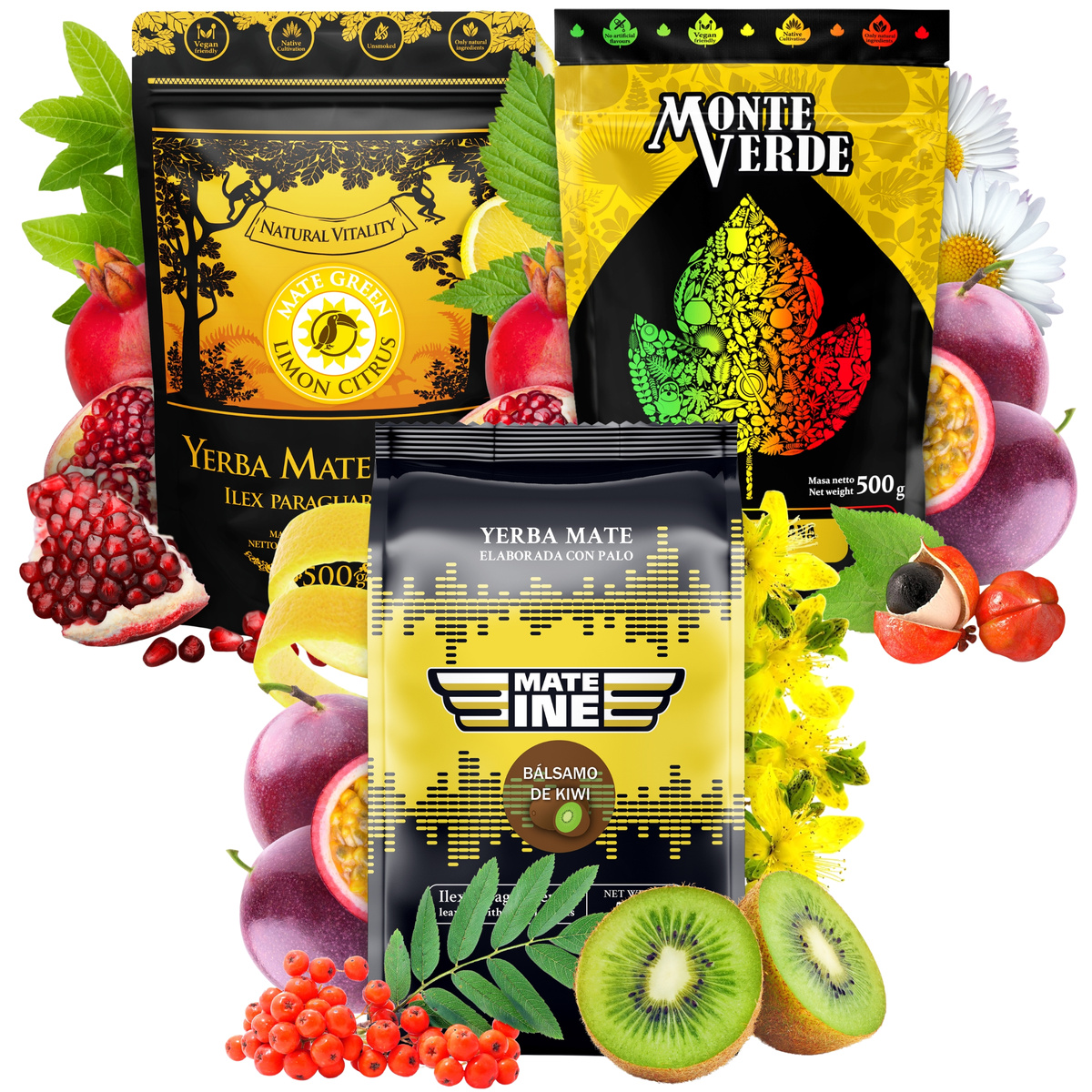 Zestaw Yerba Mate 3x500g Monte Verde Energia Guarana Exotic Citrus, 1.5 kg