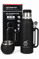 Termos SET DE MATE PLUS Black YERBA MATE 1,3 L + TYKWA + BOMBILLA