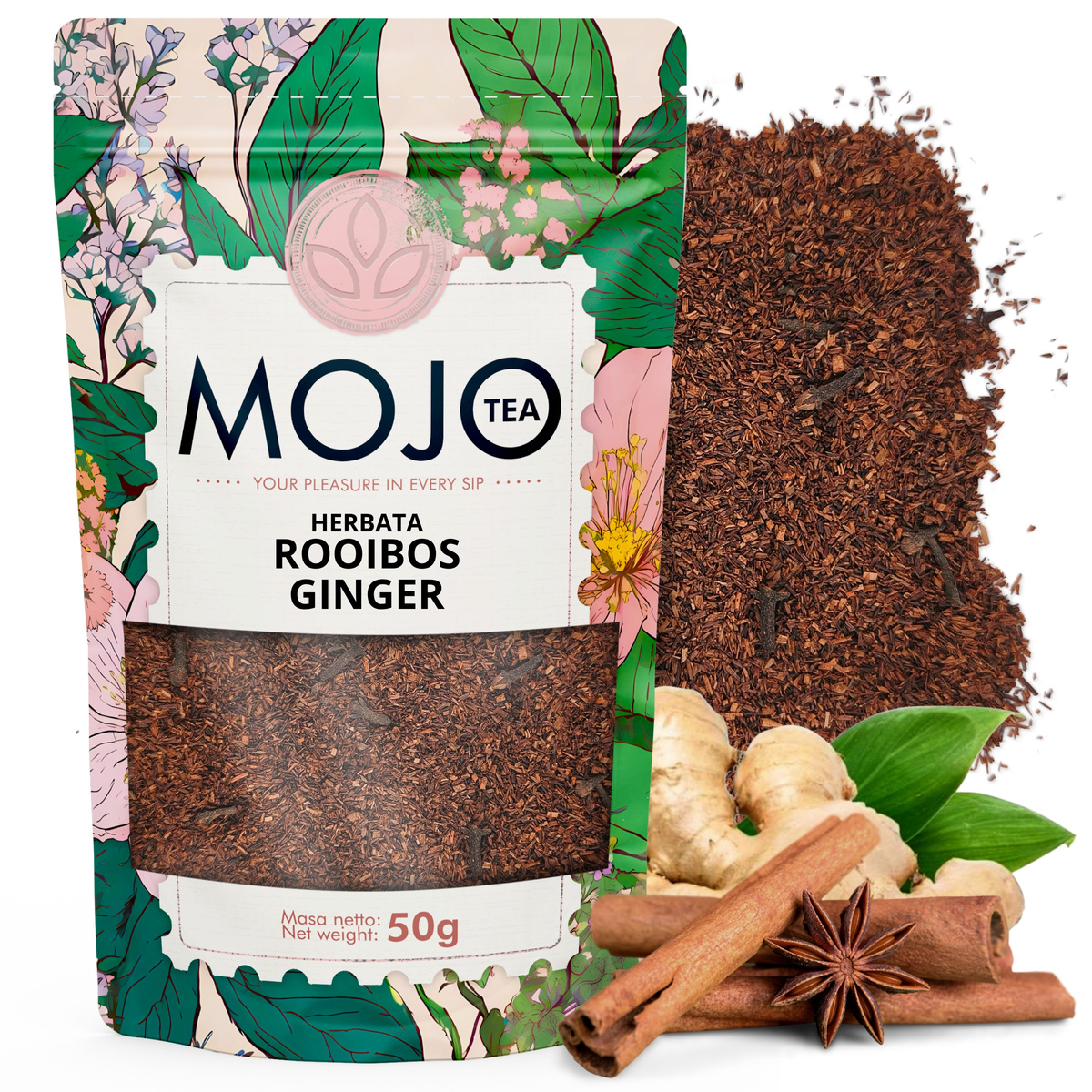 Herbata Mojo Tea Rooibos Ginger, 0.05 kg