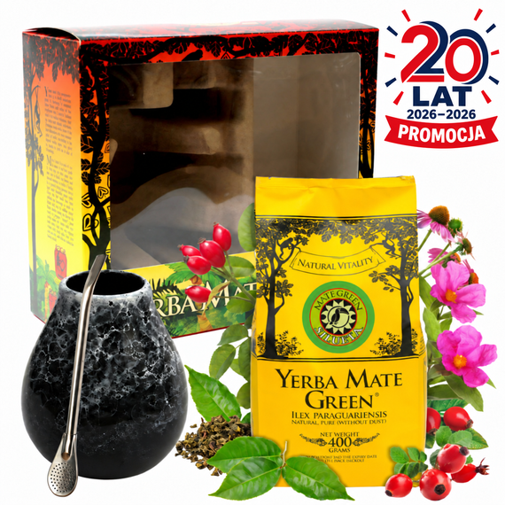 Yerba Mate Na Odchudzanie Slim Fit Silueta Energia Zestaw akcesoria 400g
