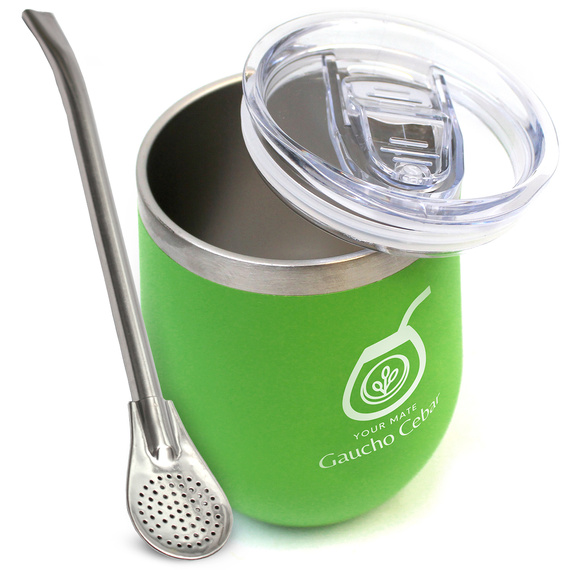Matero stalowe Termo Moderna Verde zielone 350 ml z bombillą