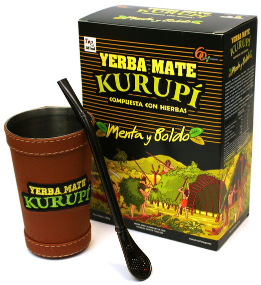 Zestaw Kurupi do Terere z metalową Guampą - Menta y Boldo 500g