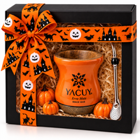 Zestaw Halloween Yerba Mate Yacuy Cuia Dynia Bombilla 22cm Pudełko Prezent