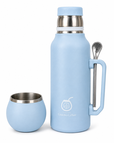 Termos SET DE MATE PLUS Blue YERBA MATE 1,3 L + TYKWA + BOMBILLA