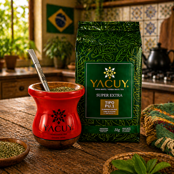 Zestaw Yerba mateYacuy Cuia De Madeira Imbuia 200-220 ml z urugwajską PU1