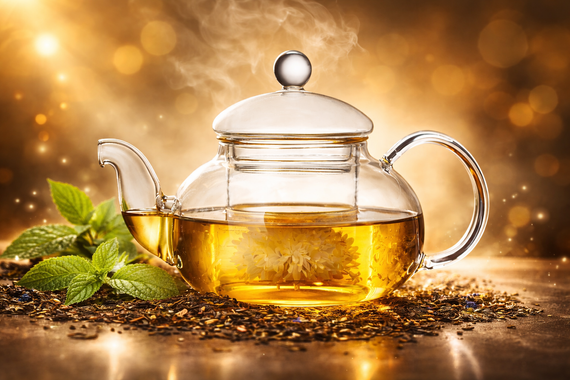 Szklany dzbanek z zaparzaczem do herbat, ziół, yerba mate 600 ml