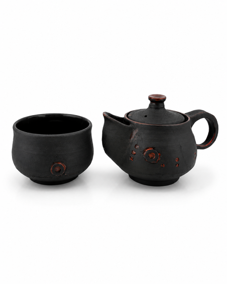Miniaturowy ceramiczny zestaw do herbaty – ręcznie wykonany dzbanuszek i czarka 100 ml
