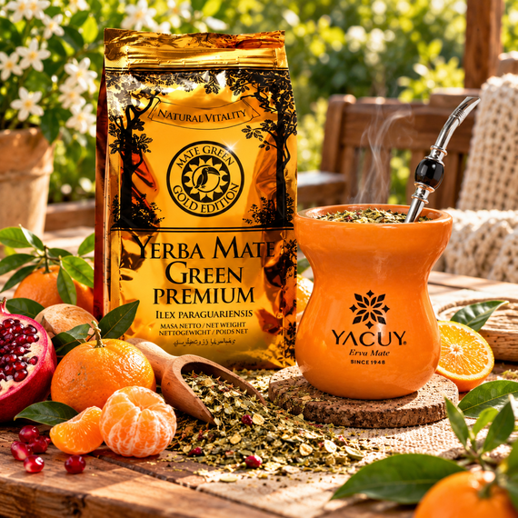 Zestaw Yerba Mate Green GOLD 400g Cuia Yacuy Bombilla LAGRIMA 22cm Prezent