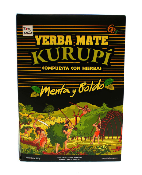 Yerba Mate KURUPI Menta Boldo 3x500g -TANIEJ! +GRATIS!
