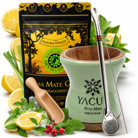 Zestaw Yerba Mate Green Menta Limon 500g + Cuia Imbuia Yacuy