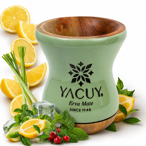 Zestaw Yerba Mate Green Menta Limon 500g + Cuia Imbuia Yacuy
