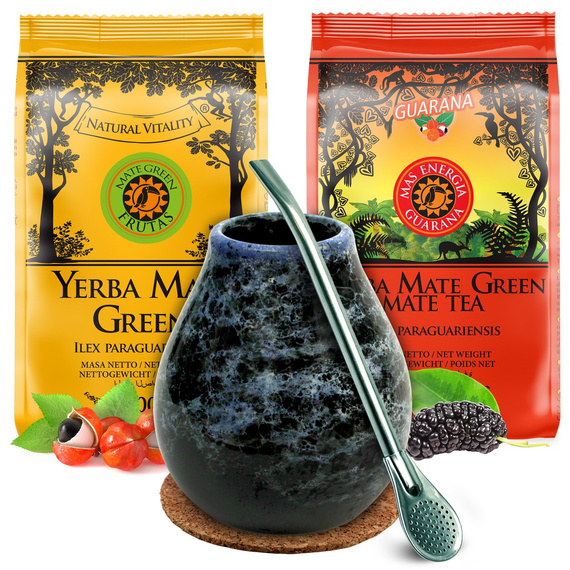 Yerba Mate Green Guarana Frutas 2x200g +akcesoria