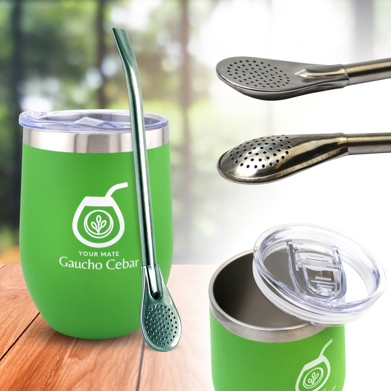 Zestaw Matero Termo Moderna Verde zielone 350 ml z bombillą