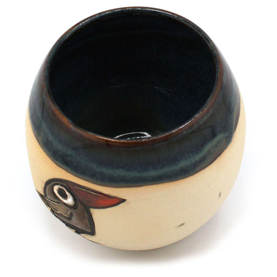 Matero ceramiczne toczone na kole ~400 ml - "Wrona na plaży"