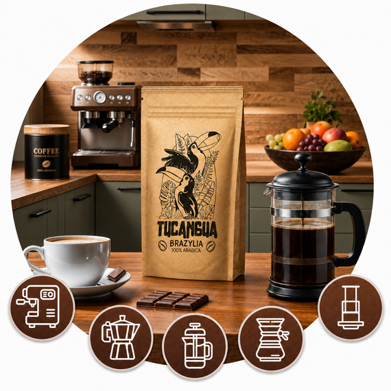 Kawa Tucangua Brazylia Premium Kraft Roasted 100% Arabica Santos