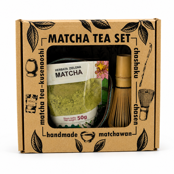 Ceramiczny Zestaw Matcha Tea Set Handmade w pudełku na prezent