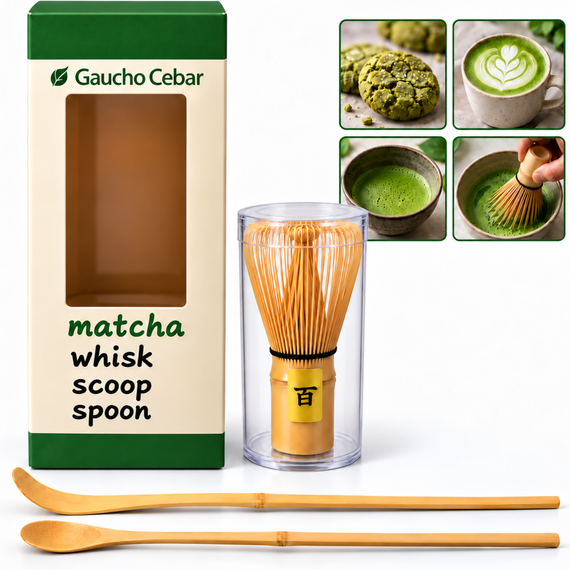 Zestaw bambusowych akcesoriów do przygotowania herbaty Matcha
