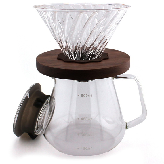 Zestaw do zaparzania kawy - szklany dzbanek Dripper 600 ml