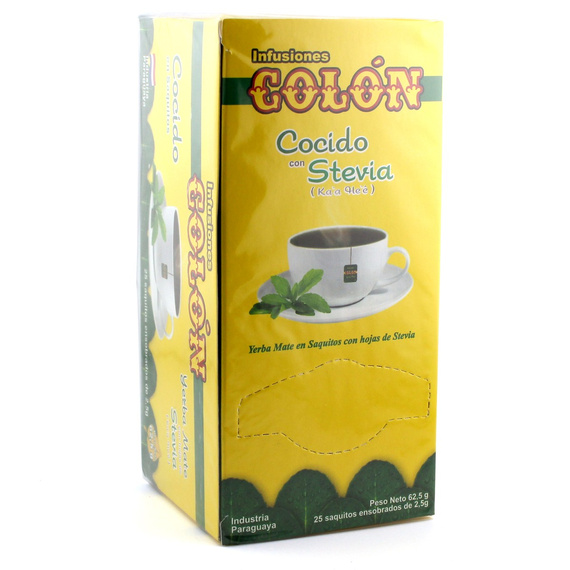 Yerba Mate Colon Cocido con Stevia - saszetki 25 x 2,5g - Data Najlepiej spożyć przed: do końca października