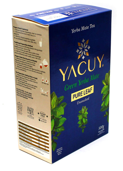 WYPRZEDAŻ - Yerba Mate Yacuy Pure Leaf Premium Vacuum 500g - uszkodzone opakowanie zewnętrzne (pudełko)