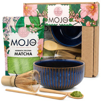 Zestaw Matcha MOJO TEA z bambusowymi akcesoriami  w pudełku prezentowym