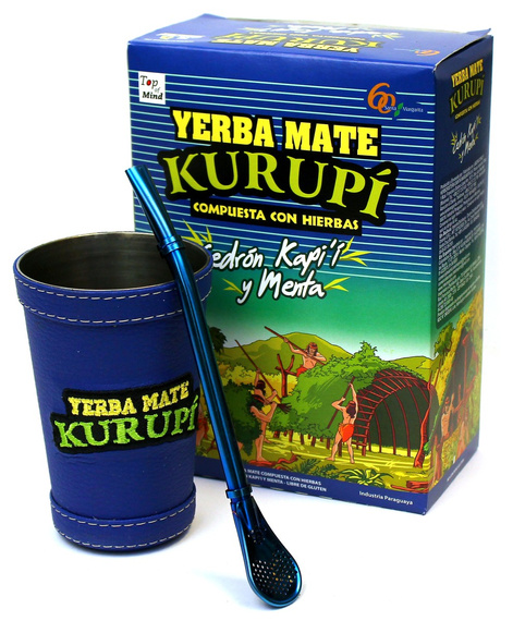 Zestaw Kurupi do Terere z metalową Guampą - Cedron Kapi'i y Menta 500g