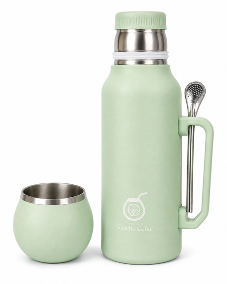 Termos SET DE MATE PLUS Green YERBA MATE 1,3 L + TYKWA + BOMBILLA