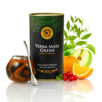 Zestaw Premium Yerba Mate Green FRUTAS 300g w puszce Matero + Bombilla