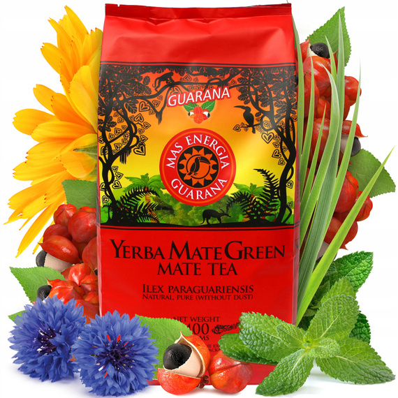 Brak pudełka-Zestaw PREZENTOWY Yerba Mate Green Mas Energia Guarana 400g 0,4kg Yerbomox