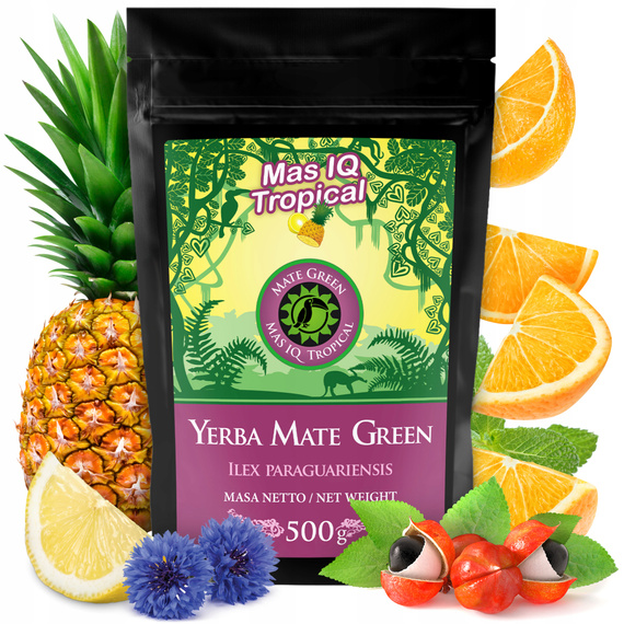 Zestaw NA PREZENT Yerba Mate Green Mas IQ Tropical 0,5kg 500g Yerbomos 4.0