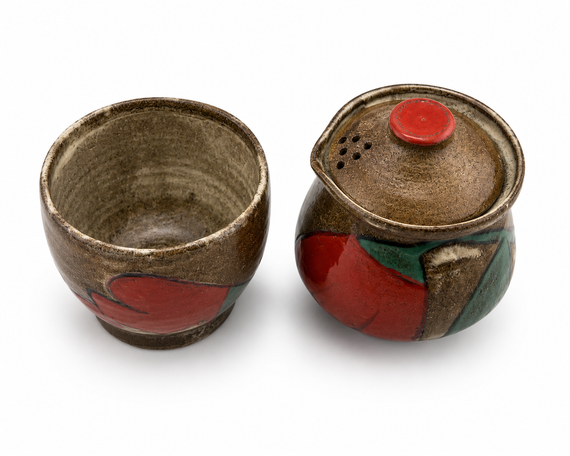 Miniaturowy ceramiczny zestaw do herbaty – ręcznie wykonany dzbanuszek i czarka 100 ml