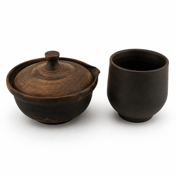SHIBORIDASHI zestaw ceramiczny do herbat liściastych –  dzbanuszek i czarka handmade