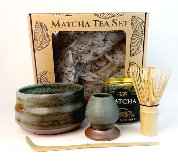 Zestaw Matcha Tea Set "TOFFIE Z MIĘTĄ" z ceramicznymi akcesoriami handmade w pudełku na prezent