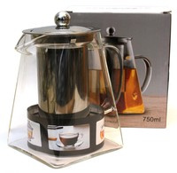 Szklany dzbanek z zaparzaczem do herbat, ziół, yerba mate