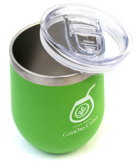 Termiczny kubek - matero do yerba mate Termolid Verde z przykrywką od Gaucho Cebar 350 ml