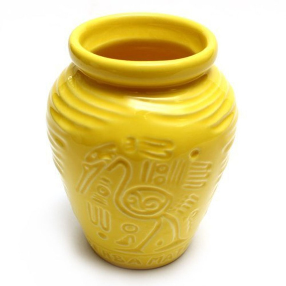 Matero ceramiczne Aztek żółte 300 ml - Naczynie do yerba mate