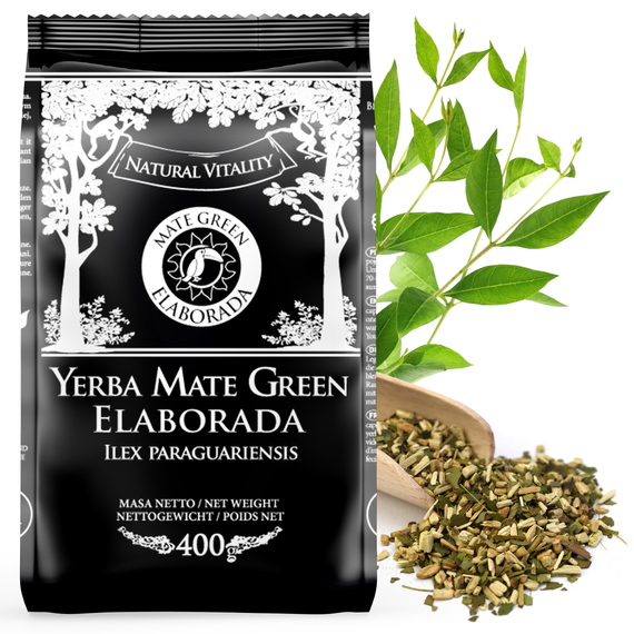 Zestaw Yerba Mate Green Elaborada 400g Matero Ceramiczne Bombilla Czarna