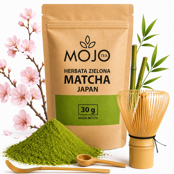ZESTAW PREZENTOWY 5 SZT DO HERBATY MATCHA JAPAN 100g  ZESTAW PARZENIA ŁYŻKA 